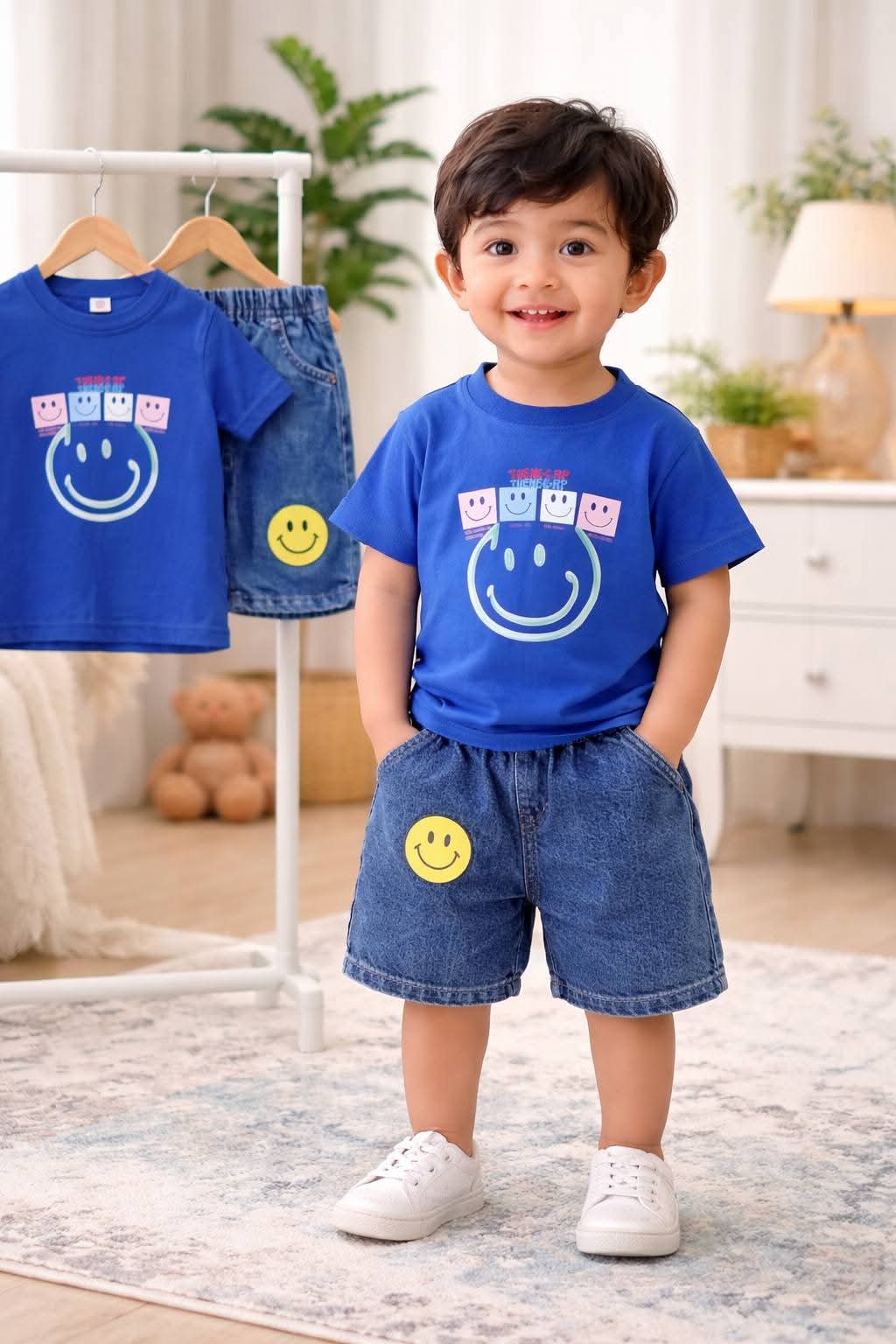 Short Sleeve T-shirt with Denim Short Pant for ur Prince 👑