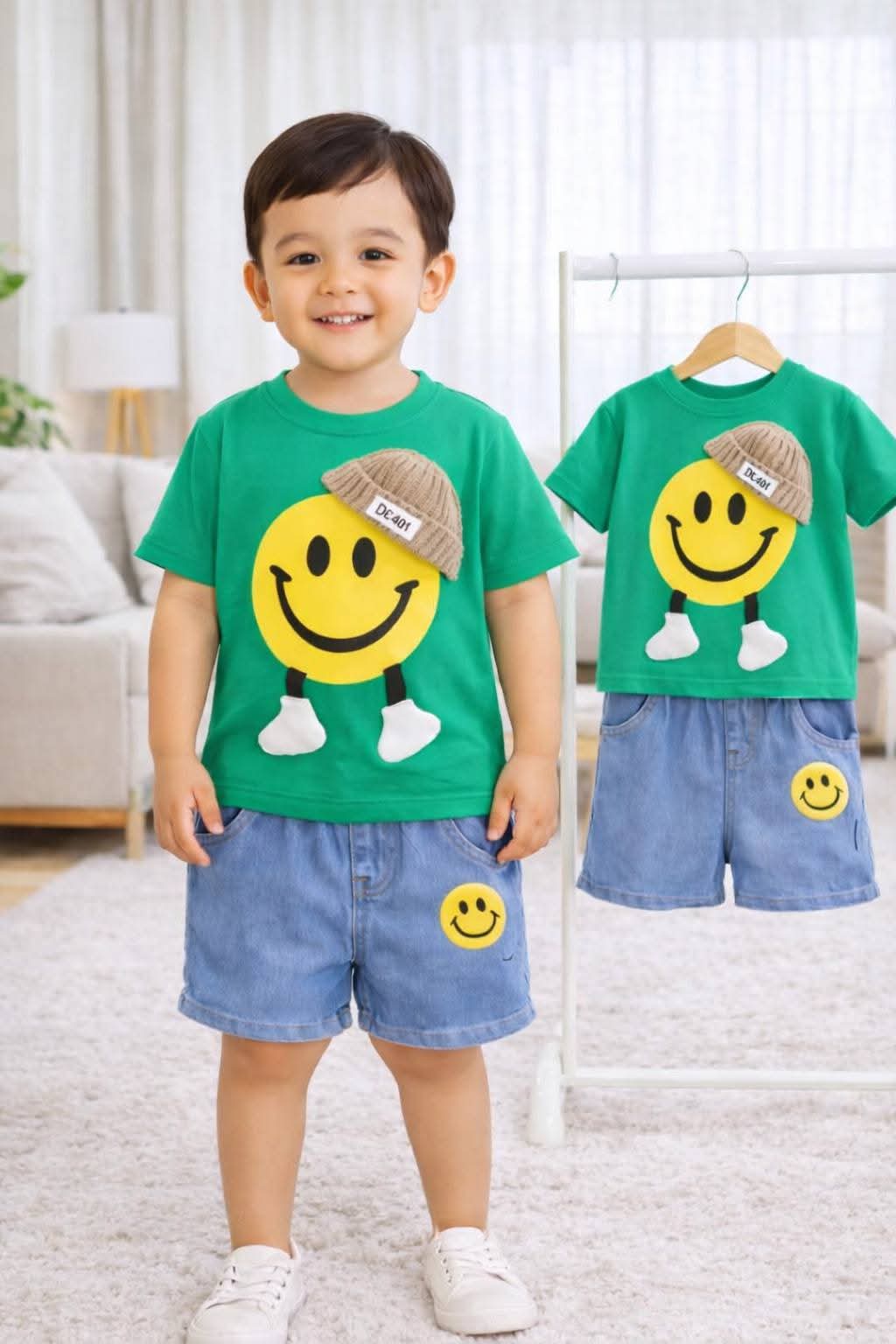 Short Sleeve T-shirt with Denim Short Pant for ur Prince 👑