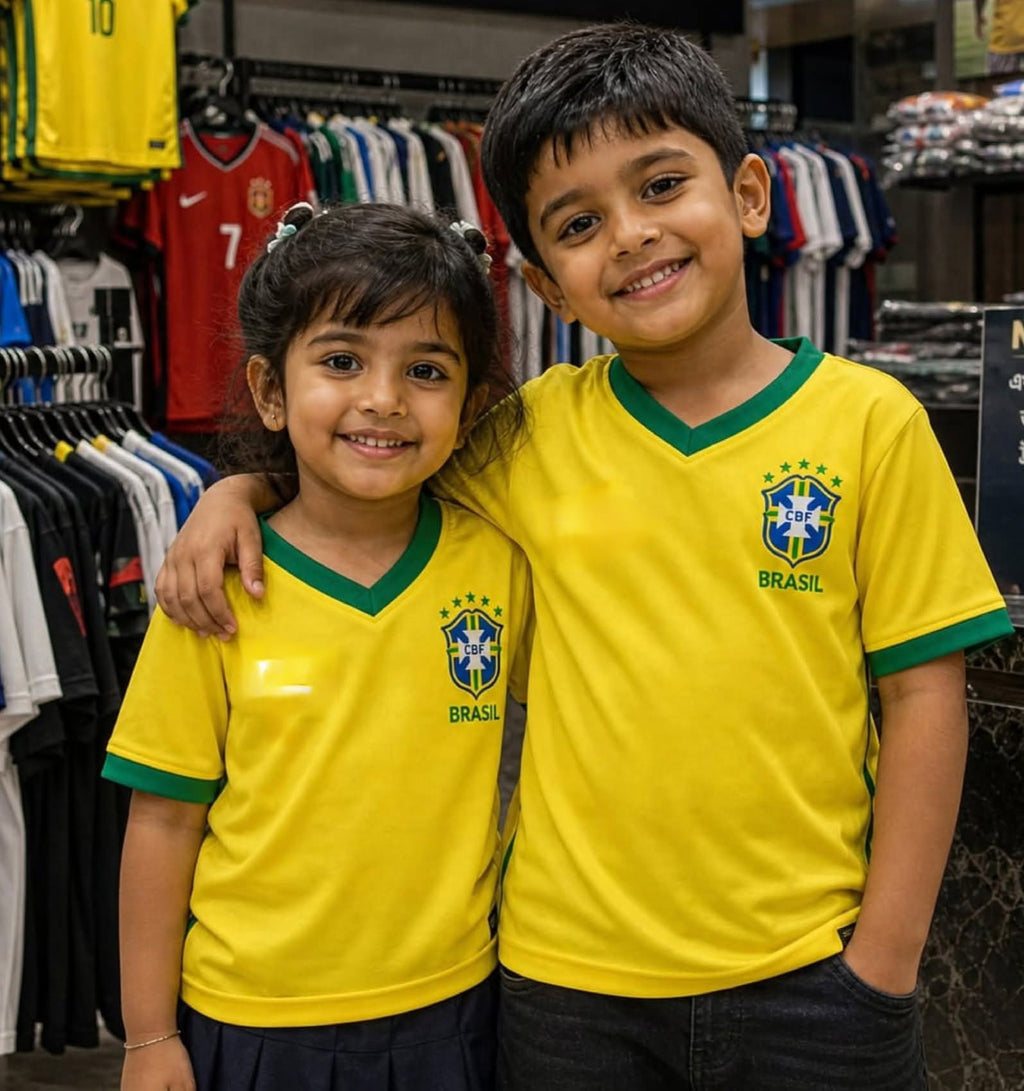 Argentina/Brasil Home & Away Jersy+Half Pant Set of WC 2026 Edition for ur Kids