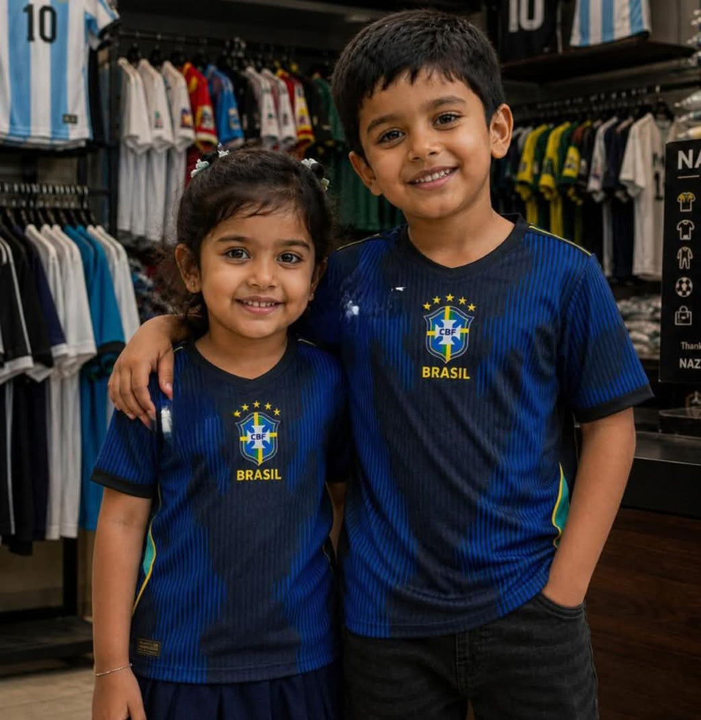 Argentina/Brasil Home & Away Jersy+Half Pant Set of WC 2026 Edition for ur Kids
