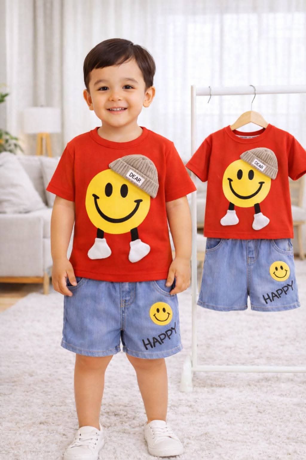Short Sleeve T-shirt with Denim Short Pant for ur Prince 👑