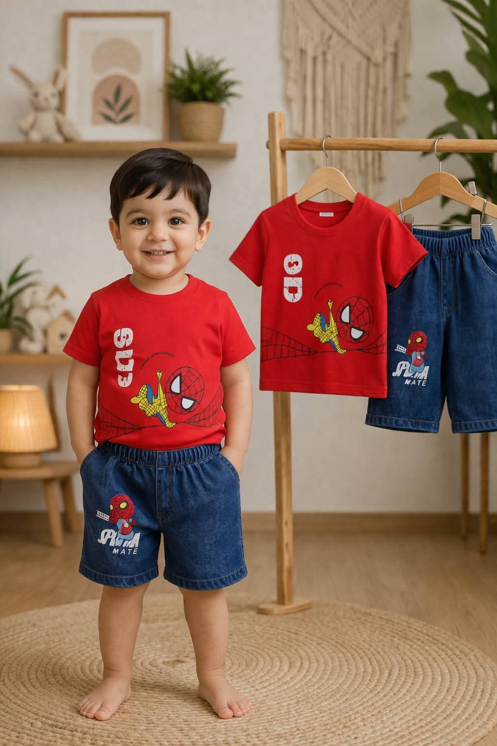 Short Sleeve T-shirt with Denim Short Pant for ur Prince 👑