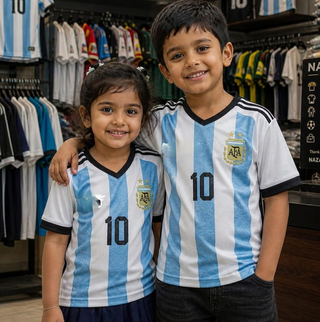 Argentina/Brasil Home & Away Jersy+Half Pant Set of WC 2026 Edition for ur Kids